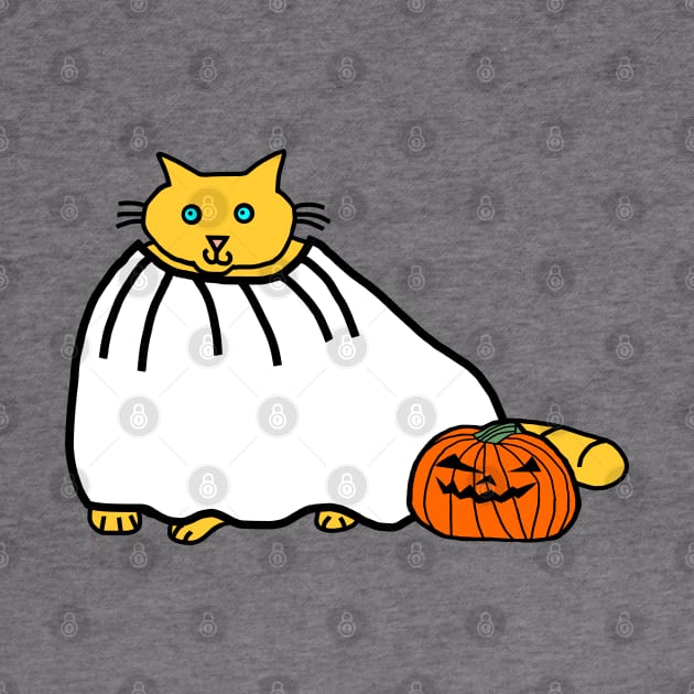 Chonk Cat Getting Ready for Halloween Horror by ellenhenryart